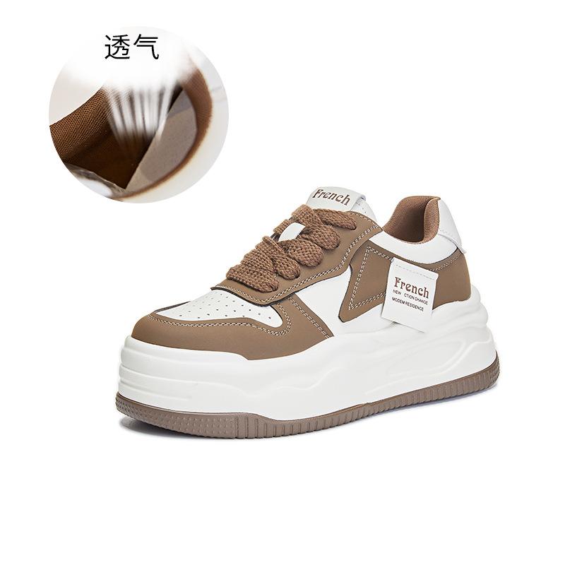 

Leather little white shoes women s 2025 spring new women s casual single shoes thick sole heightening niche board shoes versatile women s shoes 35