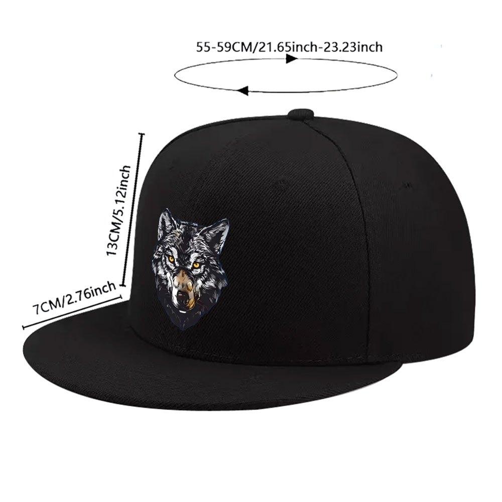 Wolf Head Graphic Baseball Cap Polyester Unisex Hip Hop Fashion Casual Outdoor All Season Flat Brim Hat