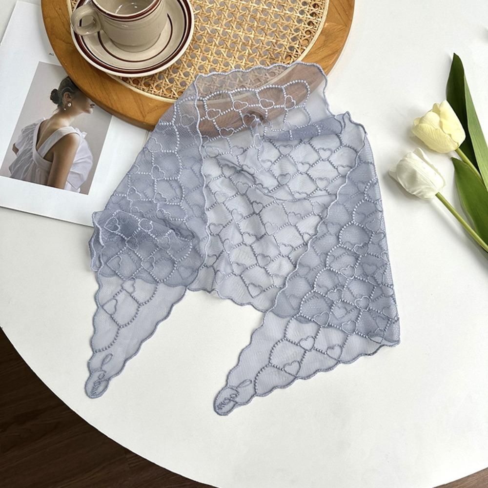 Heart Pattern Triangular Scarf Retro Hair Ribbon Versatile Lace Scarf  Women's Accessory