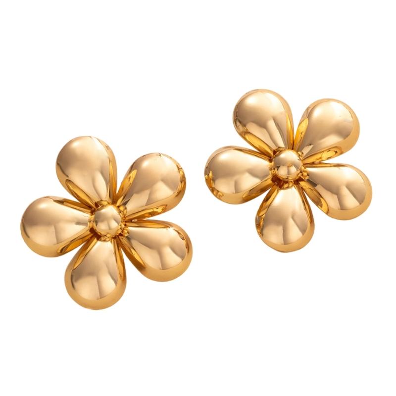 Creative Ear Jewelry Hollow Flower Themed Studs Earring Ears Pin Iron Texture Suitable for Creative Personalities