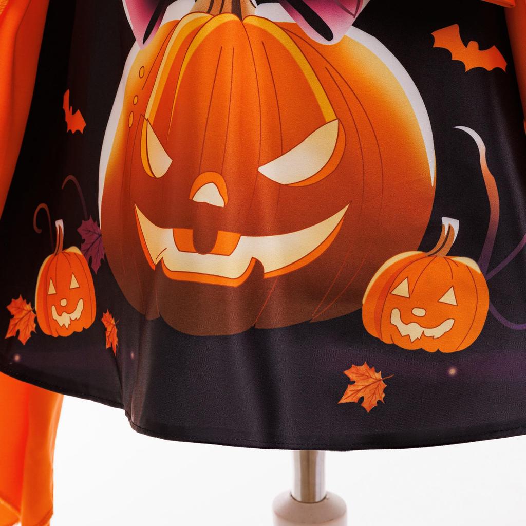 Halloween Witch Costume for Kids - European & American Style Cosplay Dress with Pumpkin Print