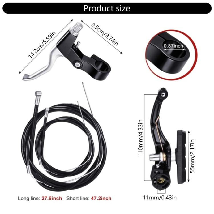 Bike Front Rear V Brake Set Aluminum Alloy Mountain Bike V Brake Set Front and Rear Brake Cables and Brake Lever kits