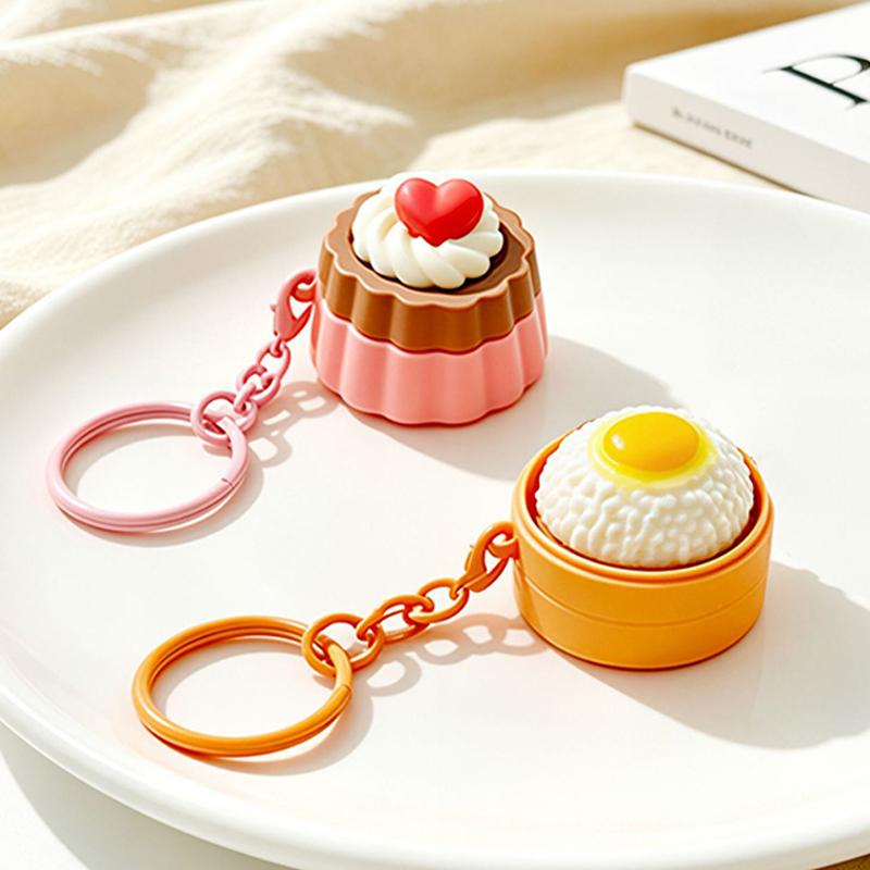 Mini Gourmet Keychain Decompression Toy Anxiety Relief Toy Fried Egg Burger Sushi Avocado Durian Pendant Bag Backpack Decor