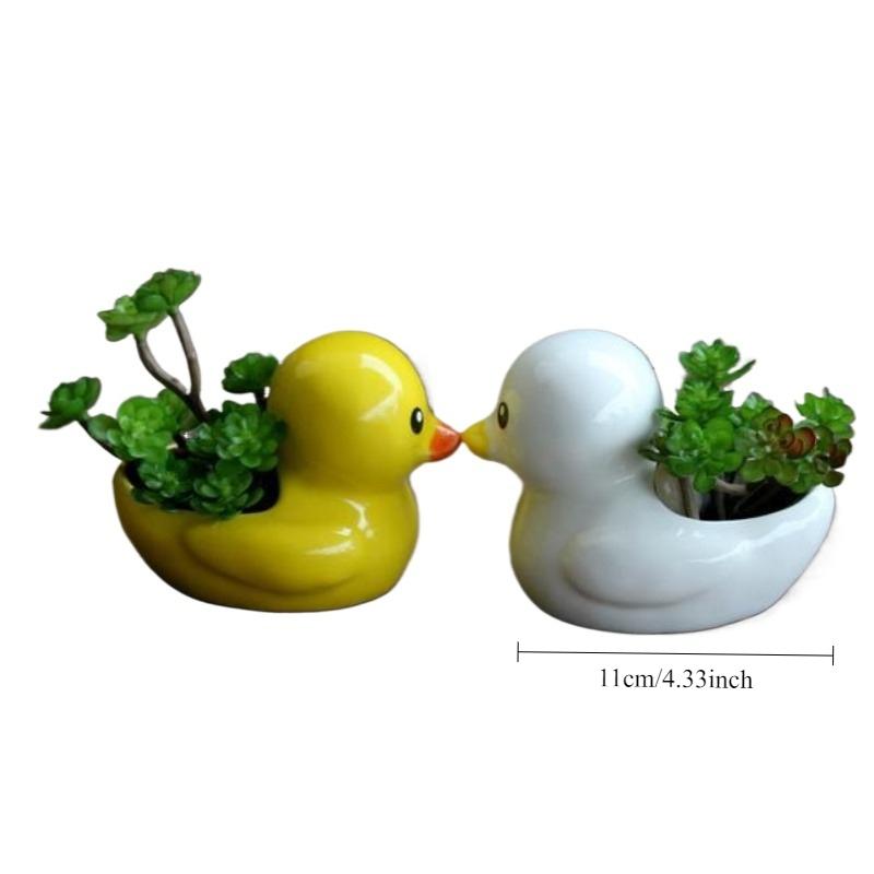 Little Duck Ceramic Flower Pot Desktop Ornament Cute Balcony Decorations