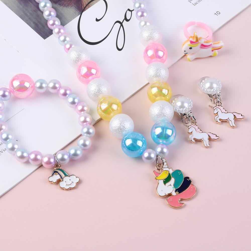 5 Pcs Children's Necklace Bracelet Set Necklace Girl Baby Accessories Children's Necklace Children's Accessories