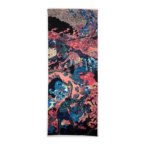 Ukiyo-e Tenugui by Utagawa Kuniyoshi - Jigoku Zoshi (Hell Scroll) - 100% Cotton - Premium Japanese Tenugui Fabric (Tokuoka) - Reactive Dye, Screen