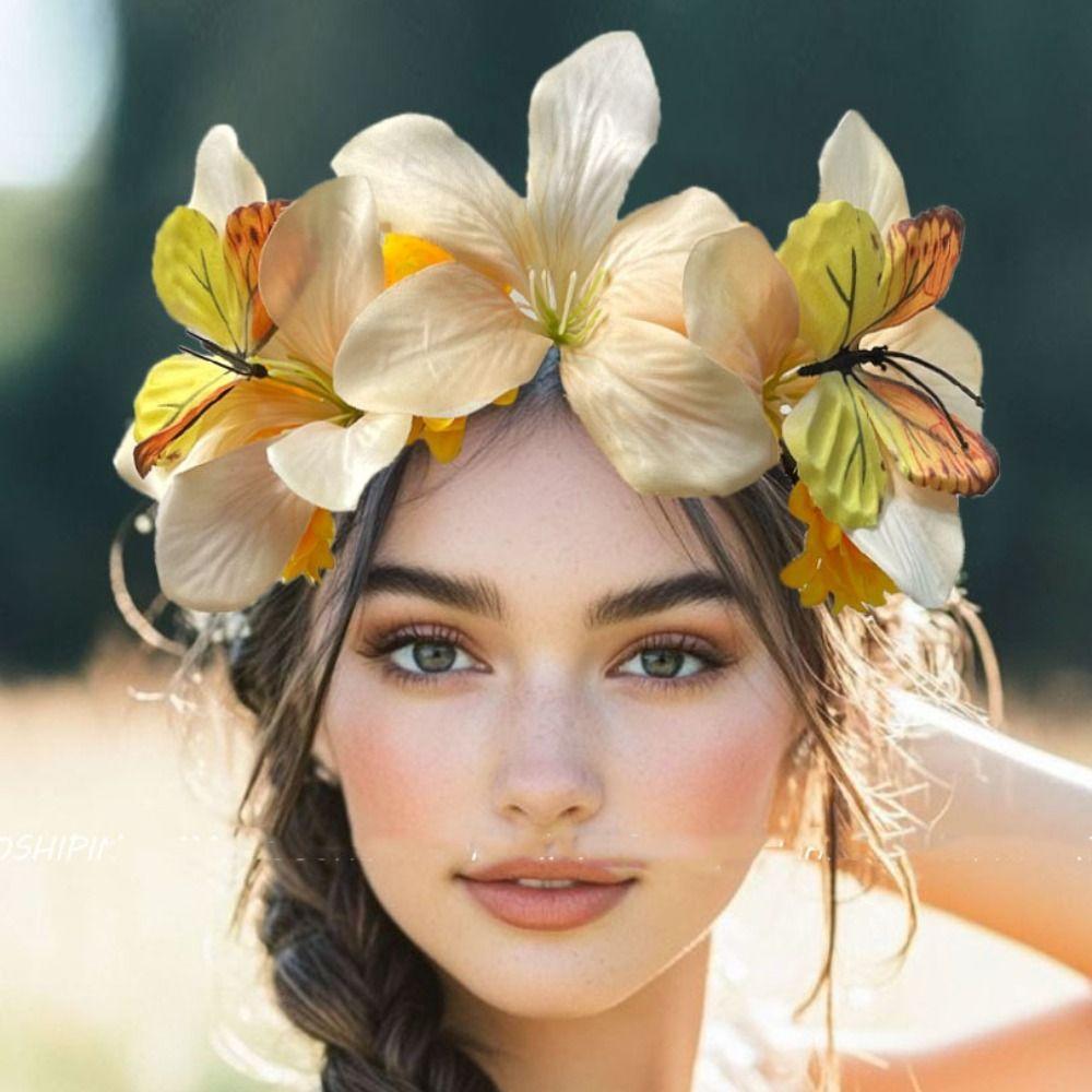 Butterfly Simulation Flower Hair Hoop Garland Carnival Hair Accessories Photograph