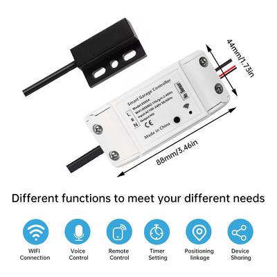 WIFI Graffiti Intelligent Garage Door Controller APP Remote Control Timer Alexa Voice Control AC 100~240V 16A 3000W