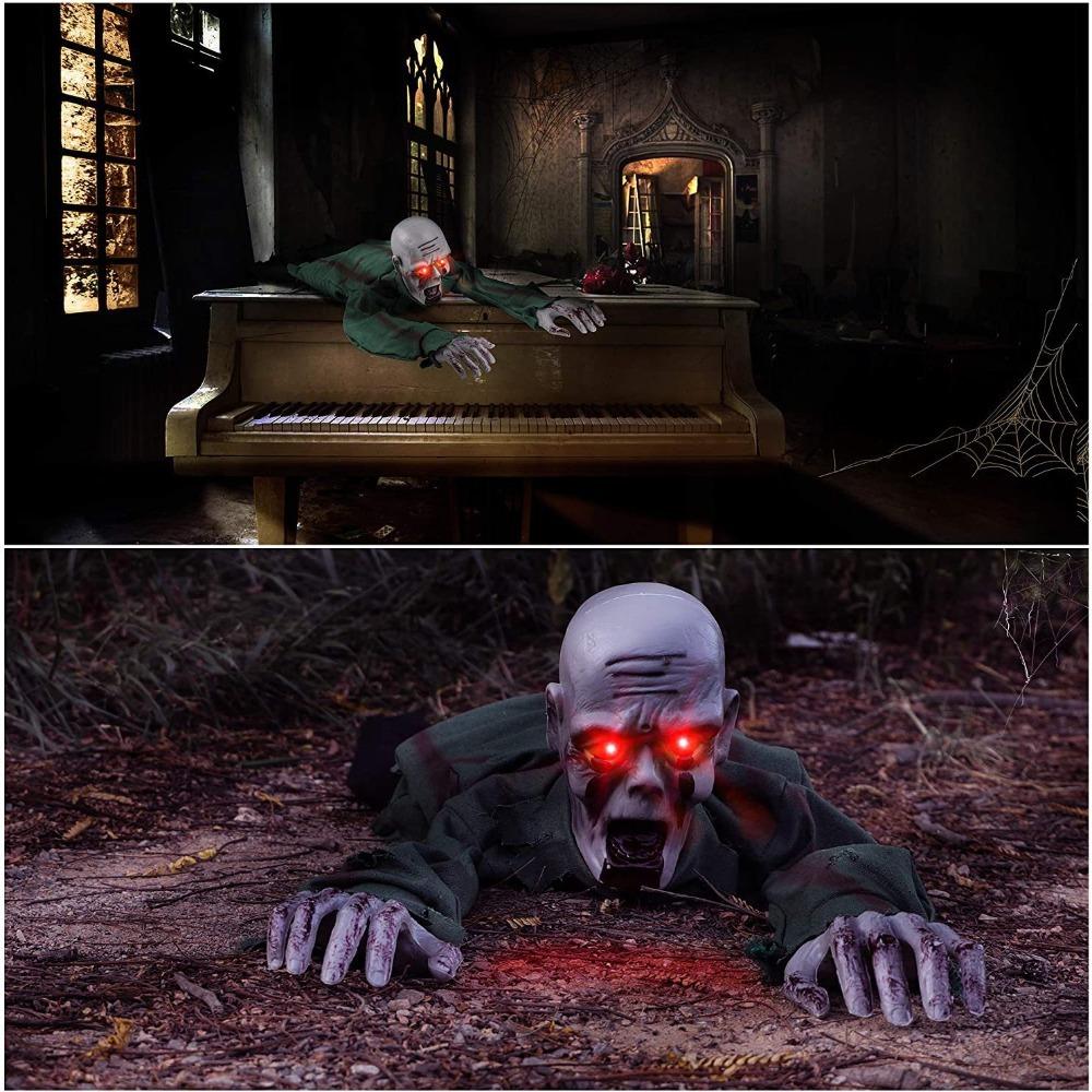 Elektrische Halloween Kriechende Geist Stimme-aktivierte Kletternde Zombie Figur Garten Blutiger Zombie Bar