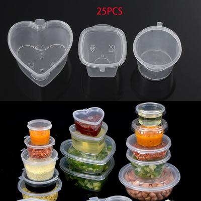 25Pcs Disposable Hinged Lids Takeaway Food Containers Sauce Cup Pigment Paint Box Palette