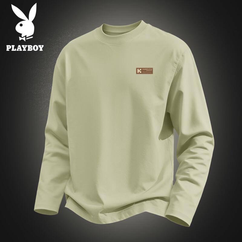 PLAYBOY Men's Long-Sleeve Cotton Crew Neck T-Shirt
