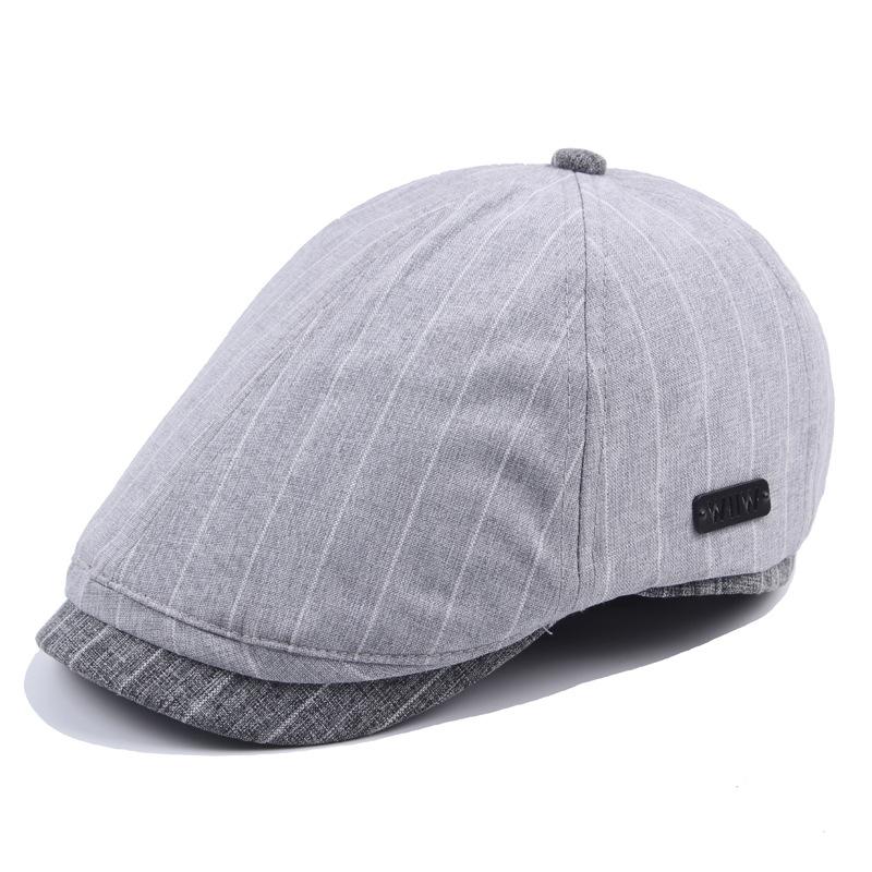 Men'S Autumn Cotton Striped Plaid Splicing Forward Cap Women'S Casual Beret Outdoor Visor Cap Cap