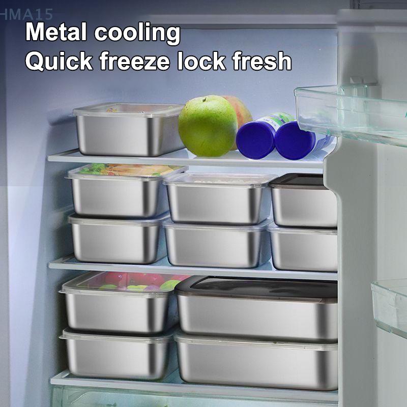 316 Stainless Steel Rectangle Food Storage Serving Tray Sausage Noodles Fruit Dish With Cover Kitchen Organizers Food Container