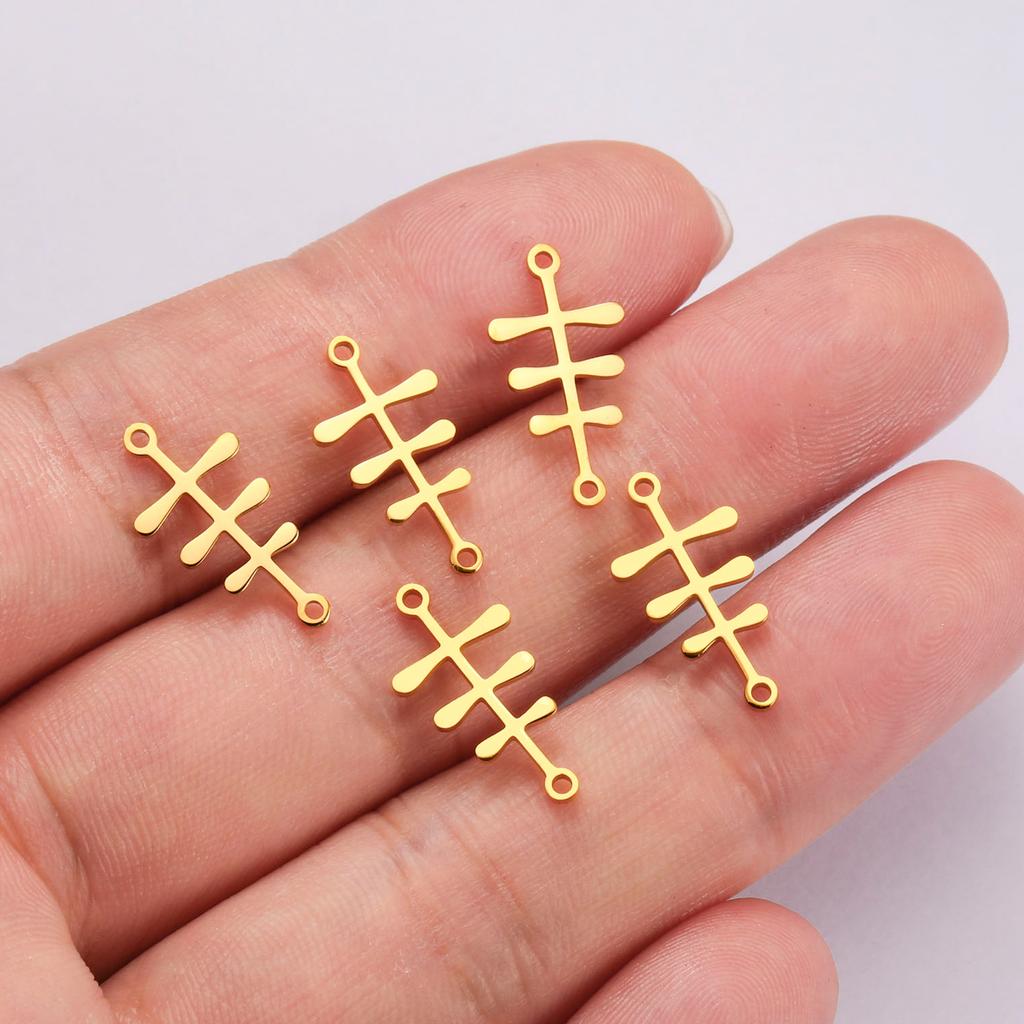 Teamer 5pcs Stainless Steel Charms Jewelry Making Evil Eye Flower Butterfly Geometric Charms Earring Necklace DIY Craft Supplies