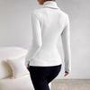 2024 Autumn/Winter High Neck V-Neck Long Sleeve Ribbed Knit Top