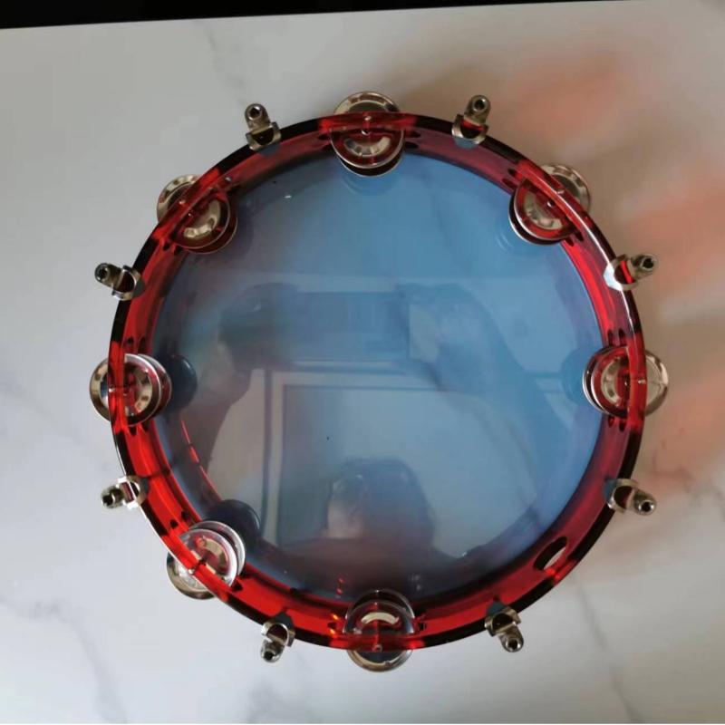 Tamburello Regolabile Colorato Accordabile Percussione Portatile Tamburo Metallo Campanelli Per Insegnamento Musicale Esibizione sul Palco Festa Gioco