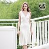 Luxurious Mulberry Silk French Nightgown - Women's V-Neck, Wide Shoulder Straps, Mid-Length