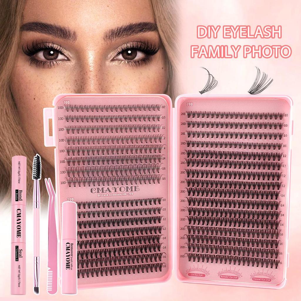 640 Cluster Einzelne Falsche Wimpern - DIY Segmente mit Buchkleber-Typ