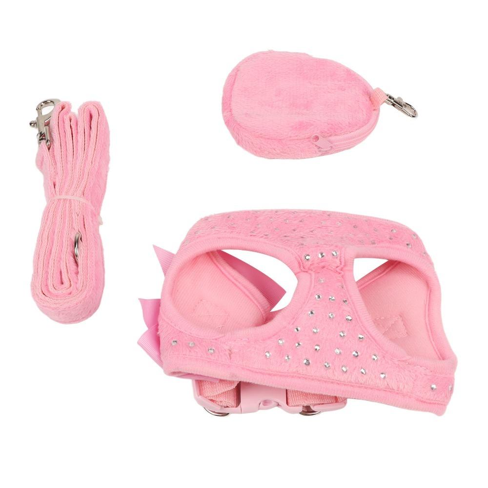 Weiches Hundegeschirr Unifarben Rosa Stabiles Band Hundeleine Set Flexibles Band Hautfreundlich Katzenleine Set Tägliches Gassi gehen