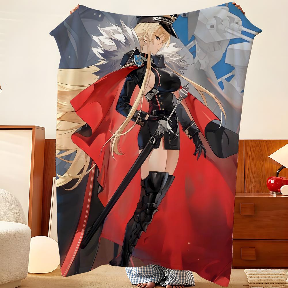 Game A-Azur L-Lane Throw Flannel Throw Blanket, Lightweight Cozy, Durable Washable cute Cool