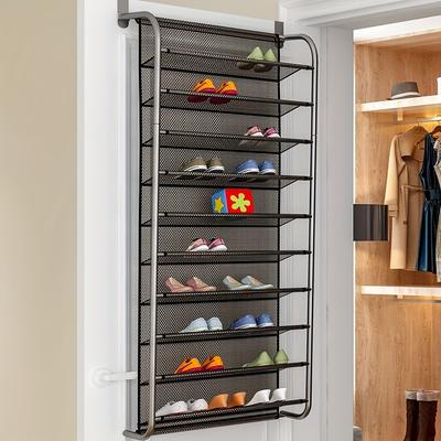 1pc Over-the-Door Shoe Organizer, Multi-Layer Hanging Shoe Rack, Space-Saving Metal Shoe Storage Bag for Home, Dorm, and Hallway