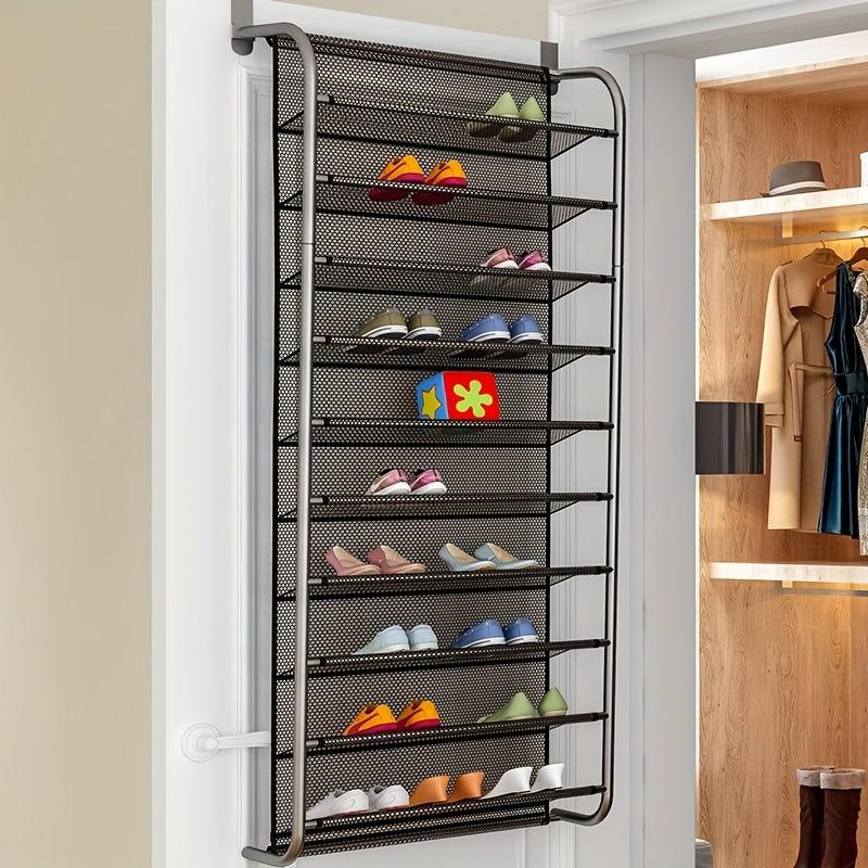 1pc Over-the-Door Shoe Organizer, Multi-Layer Hanging Shoe Rack, Space-Saving Metal Shoe Storage Bag for Home, Dorm, and Hallway