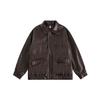 Unisex Vintage PU Leather Jacket Oversized Casual Coat Streetwear Style