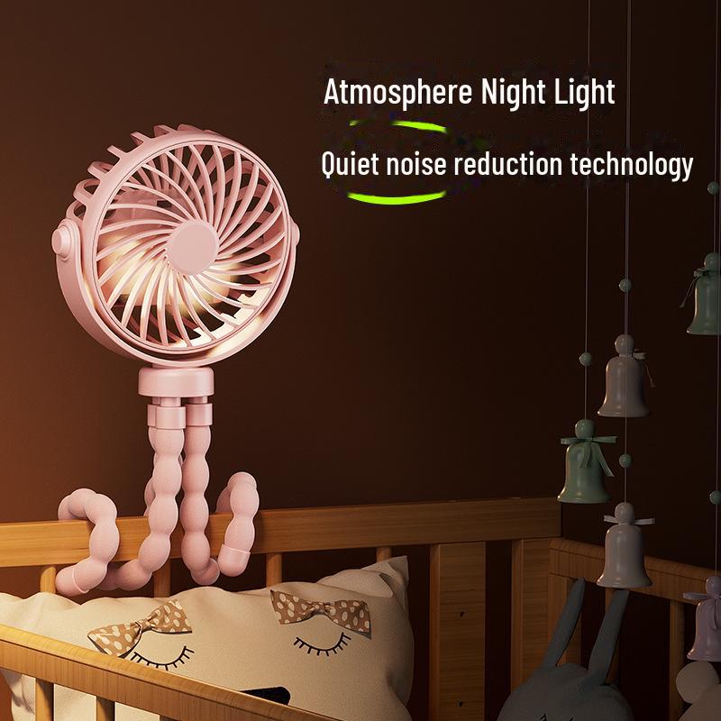 Portable Clip-On Handheld Baby Stroller Fan - Cute, Compact, and Versatile for Students and Desktops