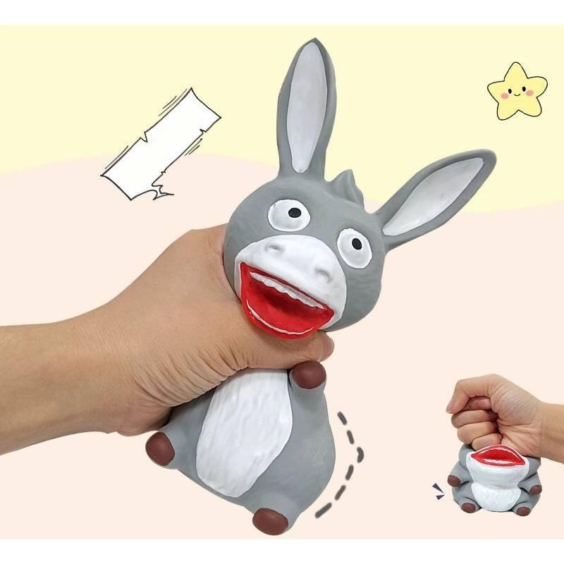 New Stress-relief Big Mouth Donkey Squishy Toy Creative Gift Tpr Material Grey