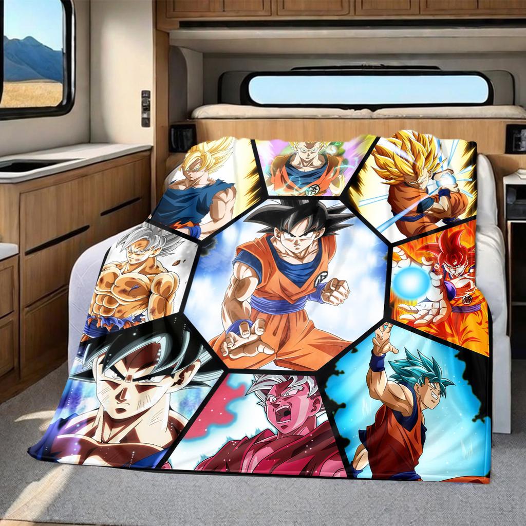1 Stück DRAGON BALL Aufdruck Flanelldecke, Hohe Qualität für alle Jahreszeiten, Heimdekoration, Wärme und Komfort, Perfekt für Weihnachtsgeschenke