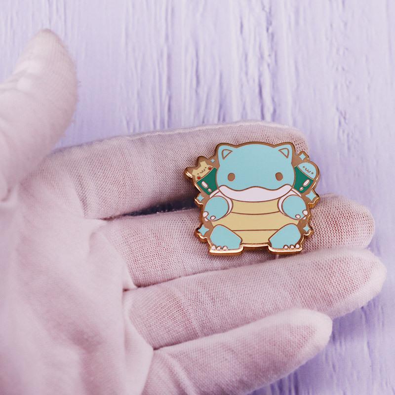 Strong Tortoise Elf Enamel Pin Kawaii Cute Cuckold Marine Animal Golden Medal Brooch Video Game Fans Badge Gifts