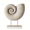 Seashell Sculpture Cream Shell Statue with Stand Modern for Office Desk