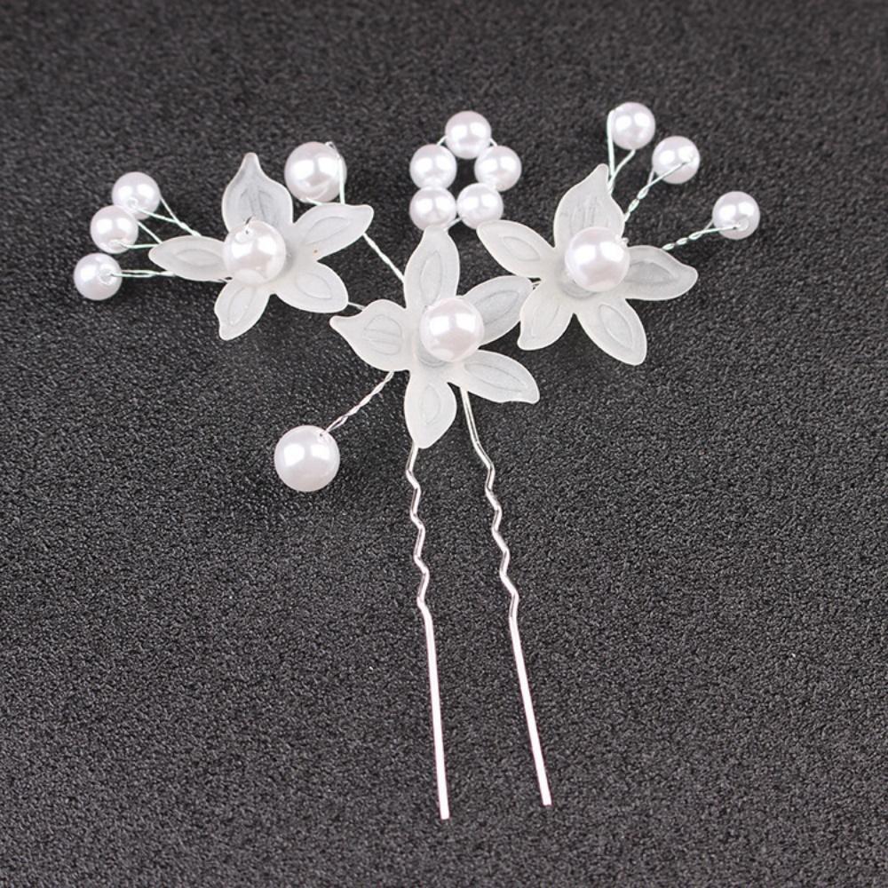

1 Piece Matte White Floral Pearl Hairpin, Fresh Forest Style, Suitable for Bridal Look / Daily Updos / Vacation Photoshoots