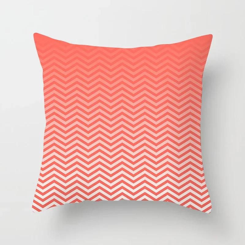 Modern Coral Red Cushion Covers Nordic Geometry Print Pillowcase Simple Pillowcase for Sofa Seats Livingroom Decorative 45*45cm