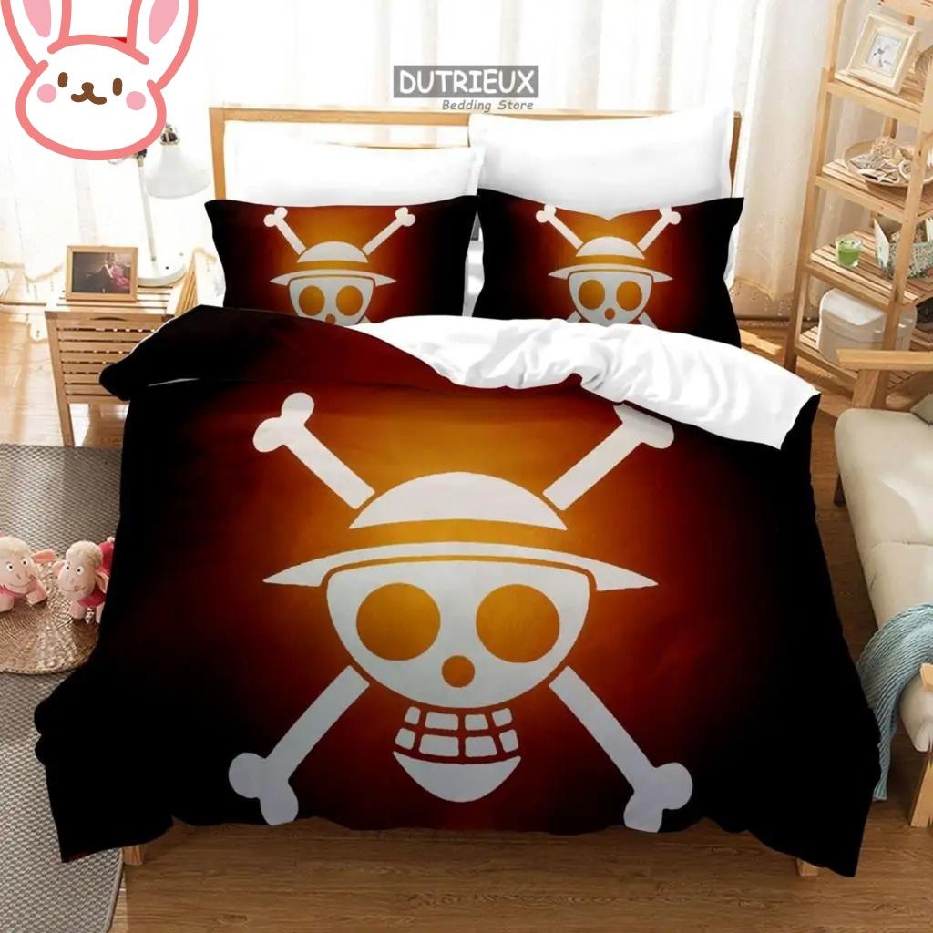3D Heißer Verkauf Einteiliges Bettbezug-Set Luffy Sauron Anime Bettwäsche-Set Bettbezug mit 2 Kissenbezügen Schlafzimmer-Dekoration Teenager Beste Geschenke