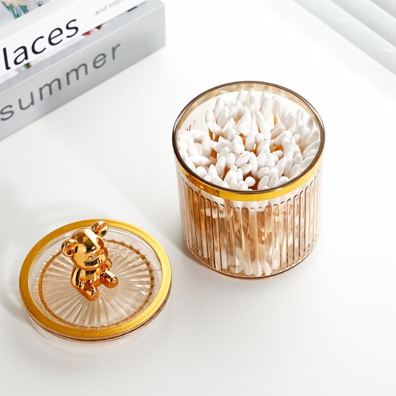 Elegant Cotton Swab and Floss Holder - Premium Makeup Storage Box
