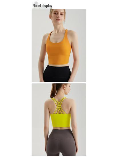 Summer Strap Back Sports Bra with Integrated Cup - Slim Fit Yoga Vest