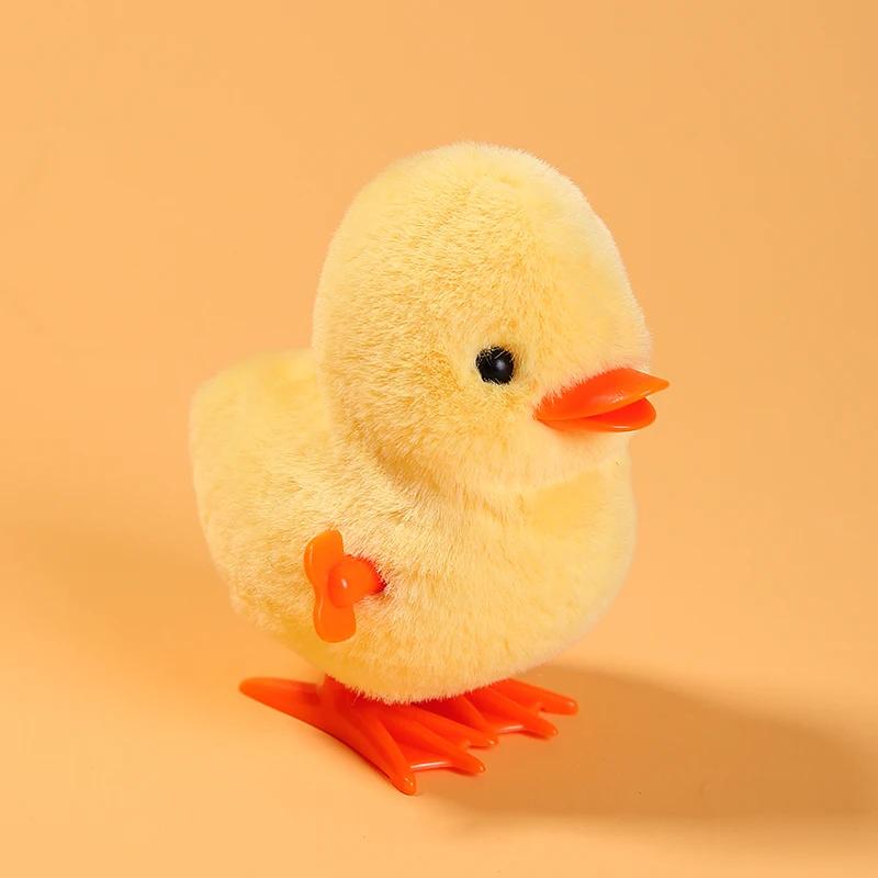 1pcs Animals Toy Children Boy Girl Cute Wind Up Jumping Chick Plush Stuffed Animals Chick Clockwork Walking Playthings Kids Fun Play Gifts