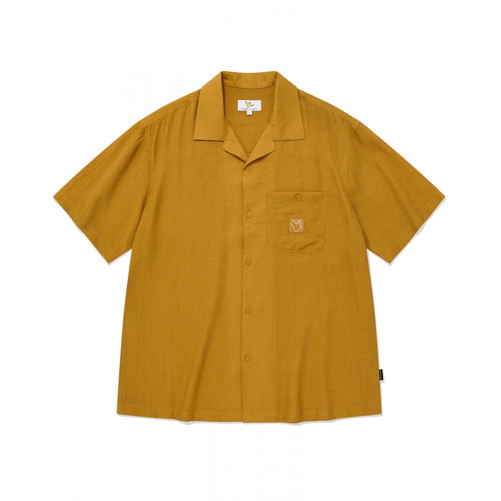 

WHATITISNT Рубашка с открытым воротником и короткими рукавами Point Label Горчичный