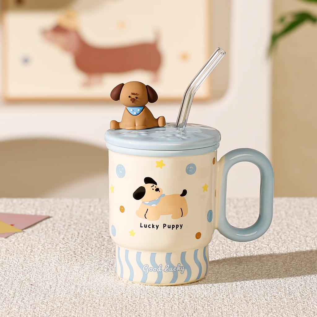 New Summer High Value Cold Drink Cup Ceramic Cup Straw Water Cup Large Capacity Mug Children's Water Cup