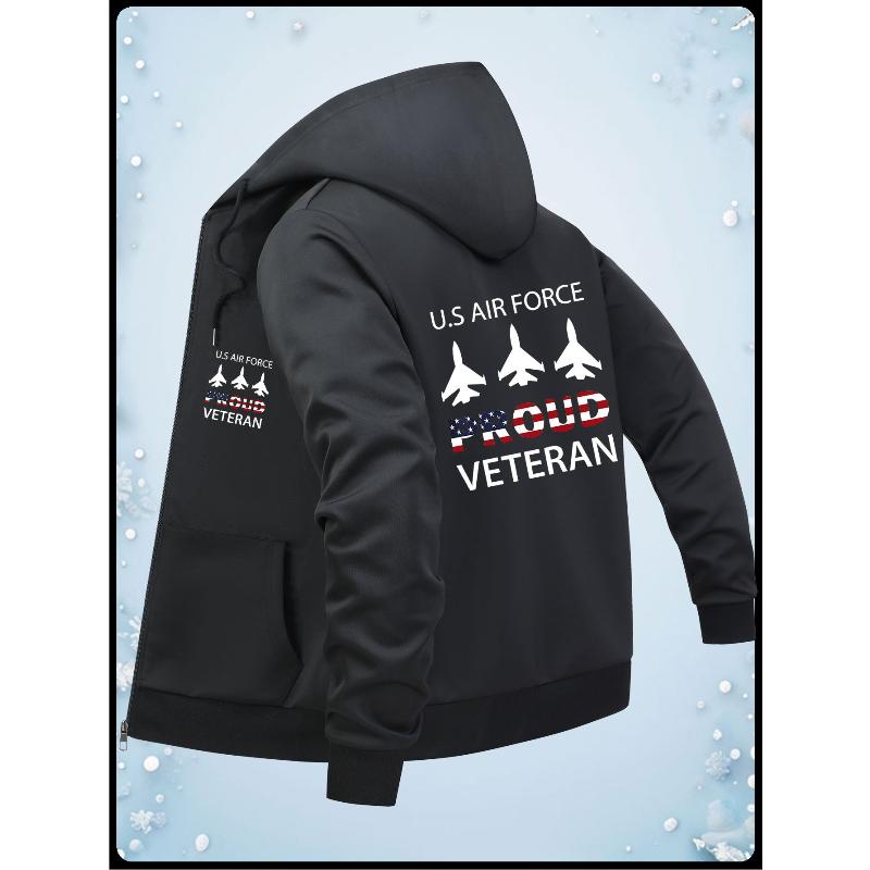 Men s Polyester Warm Hooded Jacket Fleece Lined Full Zip Windproof Elastic Cuff Fall Winter Outdoor Daily Coat XXL чёрный