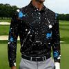 Men's Casual Long Sleeve Printed Shirt with Notched Lapel and Single-Breasted Front for Everyday Wear