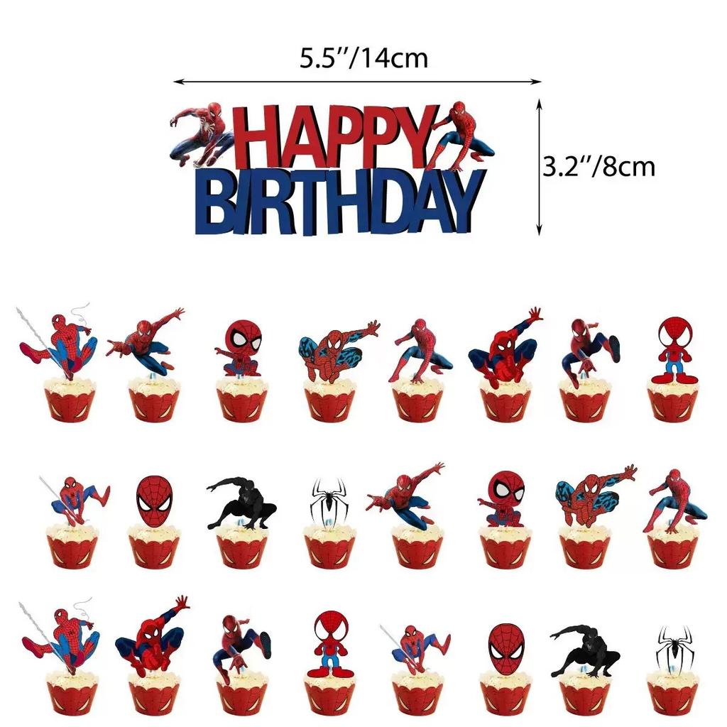 Spider-Man Birthday Party Decorations Set, Theme Banner Cake Topper Balloons, Kids Party Supplies