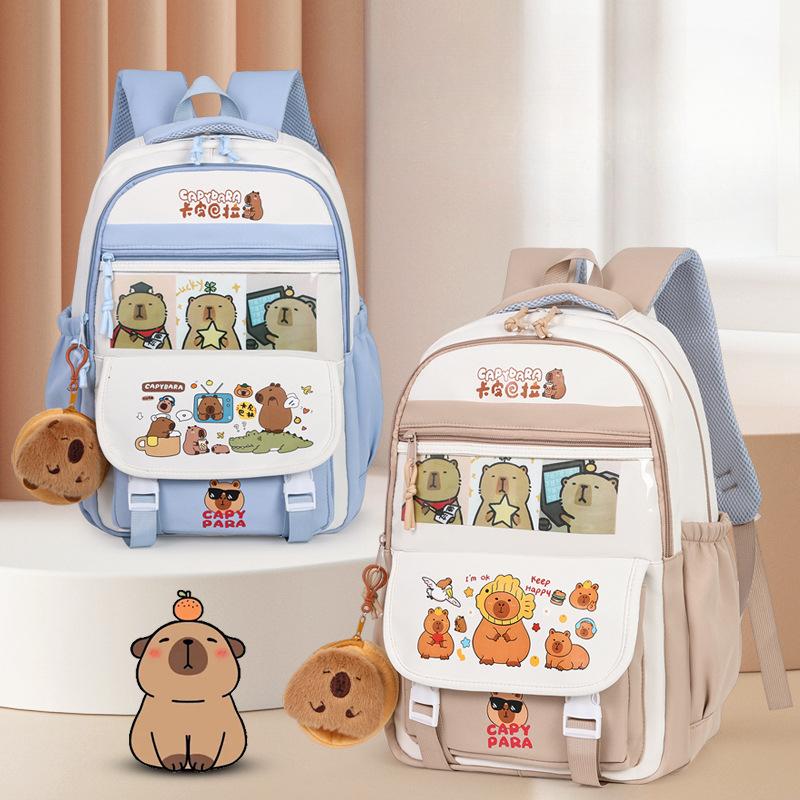 Cute Capybara Schoolbag for Junior High School Students with Primary School Students with Large Capacity Backpack for Students with Backpack
