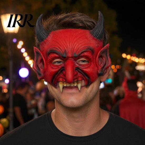 Halloween Devil Masque Demon Foam Masque, Red Scary Half Face Creepy Party Prop for Cosplay, Costume, Masquerade Accessories Dark Atmosphere Decor