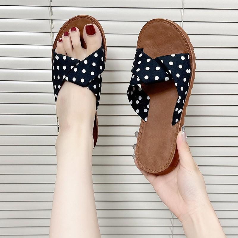 New one-word slippers women's summer wear fairy retro strap flat sandals