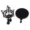 Mic Shock Mount Holder Professional Mic Suspension Shock Mount with Shield Filter Screen Studio Stand Black