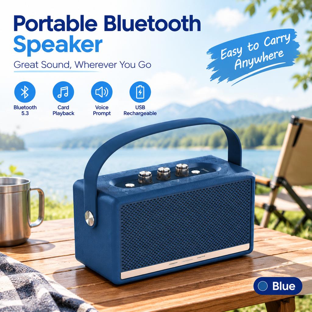 Portable Bluetooth Speaker with Handle and Card Playback