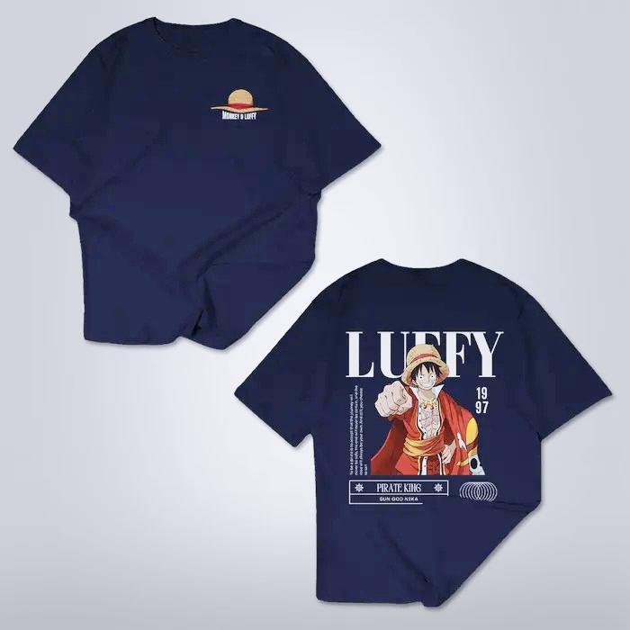 One Piece Luffy Cotton Tshirt Unisex Women Short Sleeve Tee Harajuku YK Doublesided Graphic Print Streetwear Top for Daily Wear