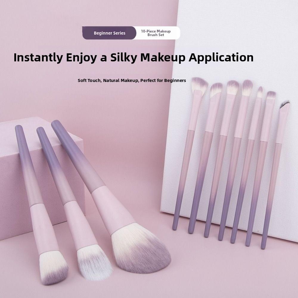 10Pcs Easy To Clean Blush Brush Synthetic Hair Eye Shadow Brush Concealer Brush  Novice Beginners